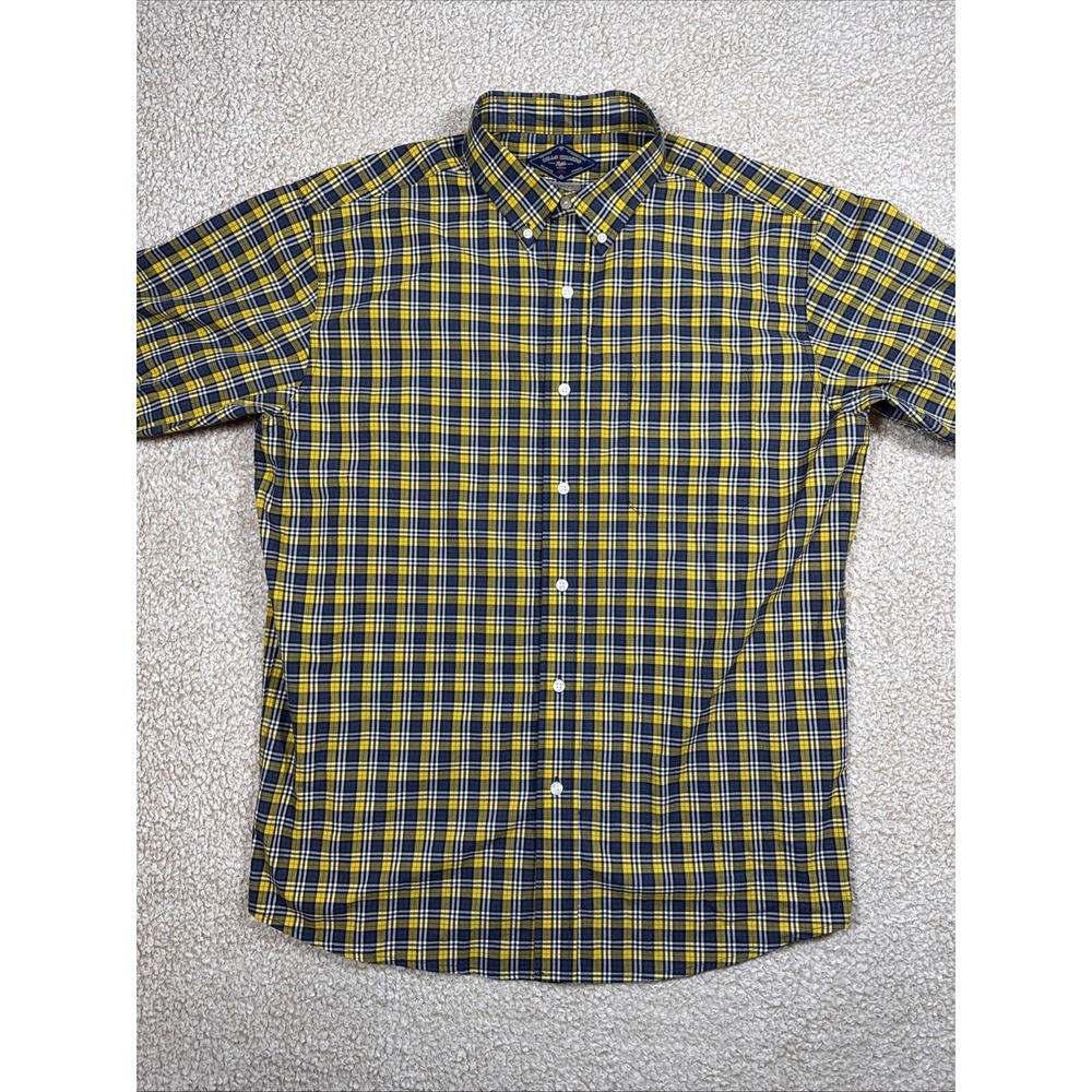 Bill's Khakis Flannel Shirt Men's L Made in USA Yellow Plaid Button Down